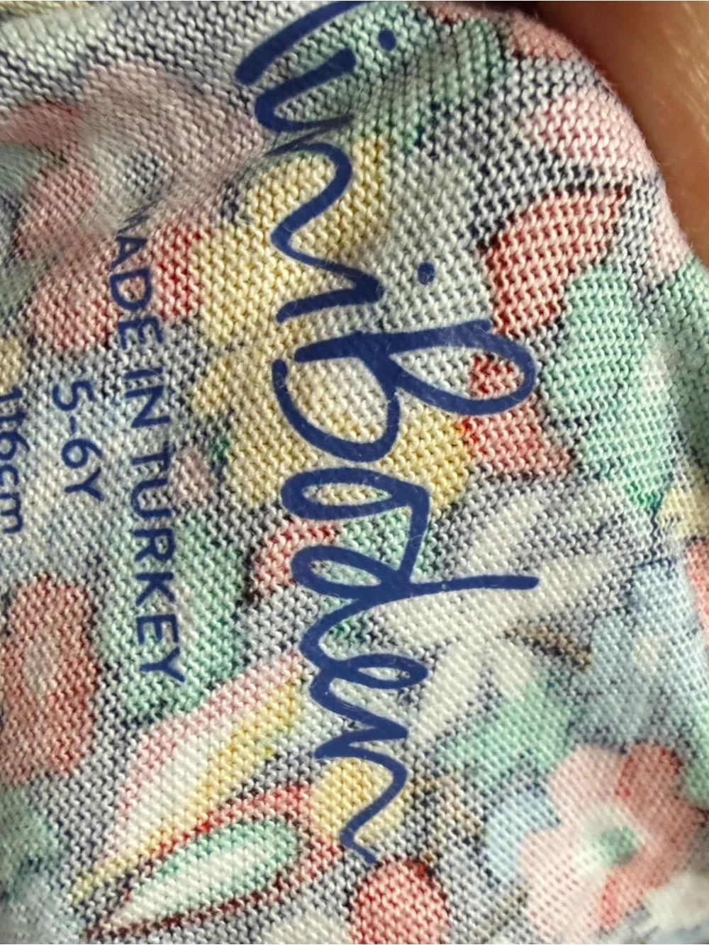 Mini Boden Pastel Floral One-Piece with Blue Logo